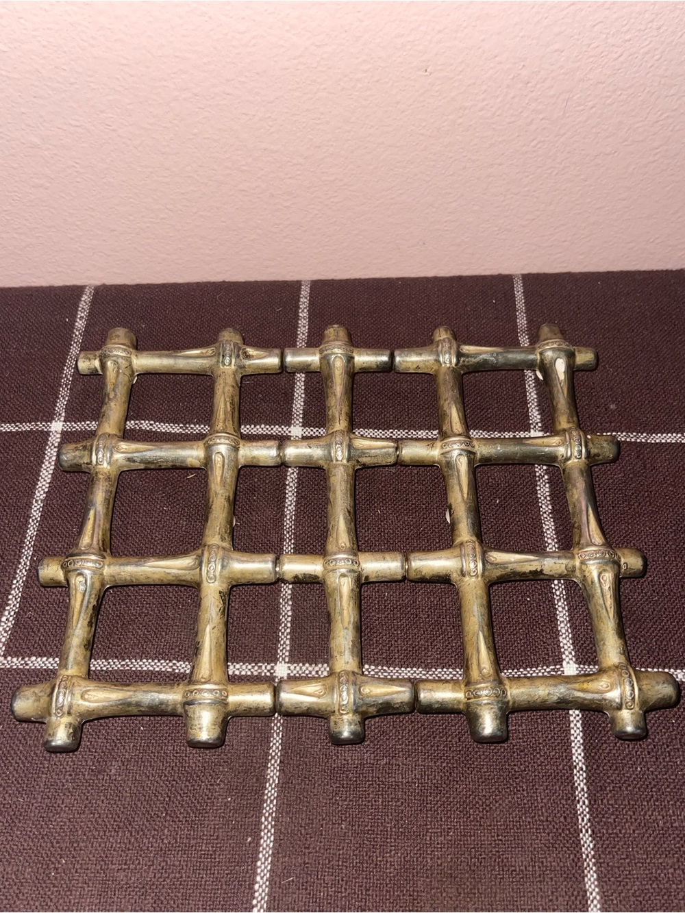 Leonard Silverplate Expandable Bamboo Trivet Made in Italy Vintage